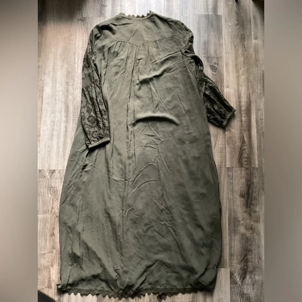 Sundance Delila Eyelet Duster Jacket Kimono PM Army Green Boho Festival - Picture 5 of 5